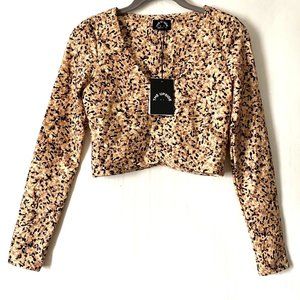 Anthropologie The Upside Safari Siya Yoga Top Size XS/4 Animal Print LS NWT